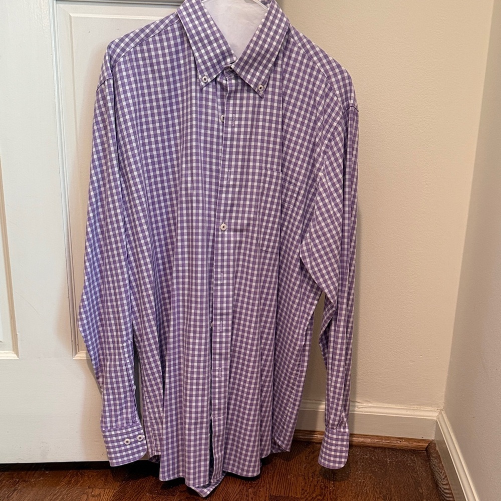 Peter Millar Lavender Gingham Button-Down Shirt